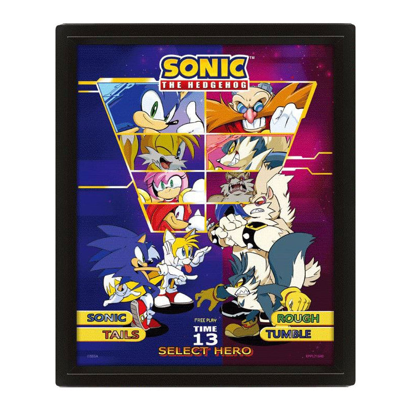 Isola dei Collezionisti - PYRAMID SONIC THE HEDGEHOG (SELECT YOUR FIGHTER) POSTER INCORNICIATO 3D - 1