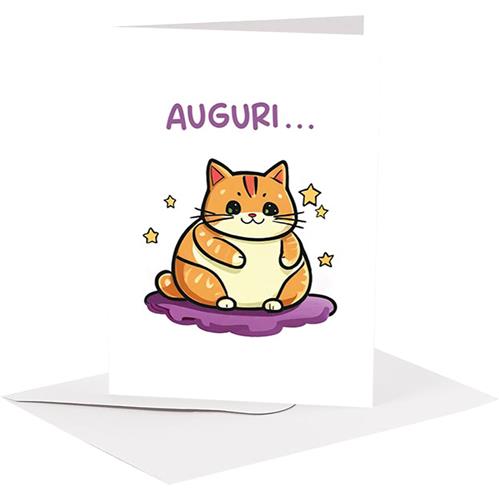 Isola dei Collezionisti - BIGLIETTO AUGURI - BA18 - KAWAII GATTONE - 1