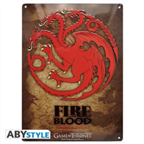 Isola dei Collezionisti - ABYPLA007 - GAME OF THRONES - PLACCA METALLICA TARGARYEN 28X38 CM - 1