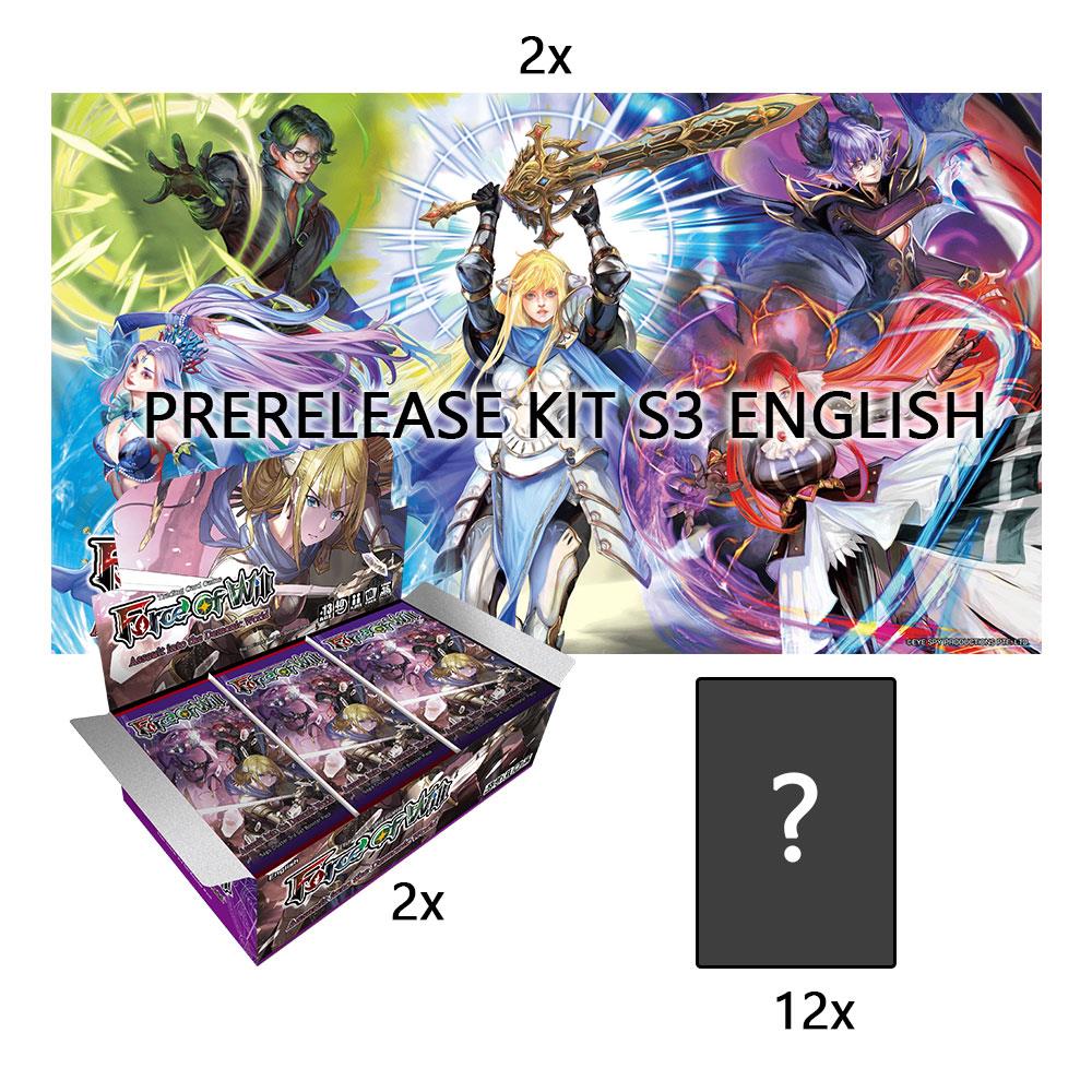 1 Kit Prerelease (2 playmat + 12 promo) + 72 buste FOW S3 ING