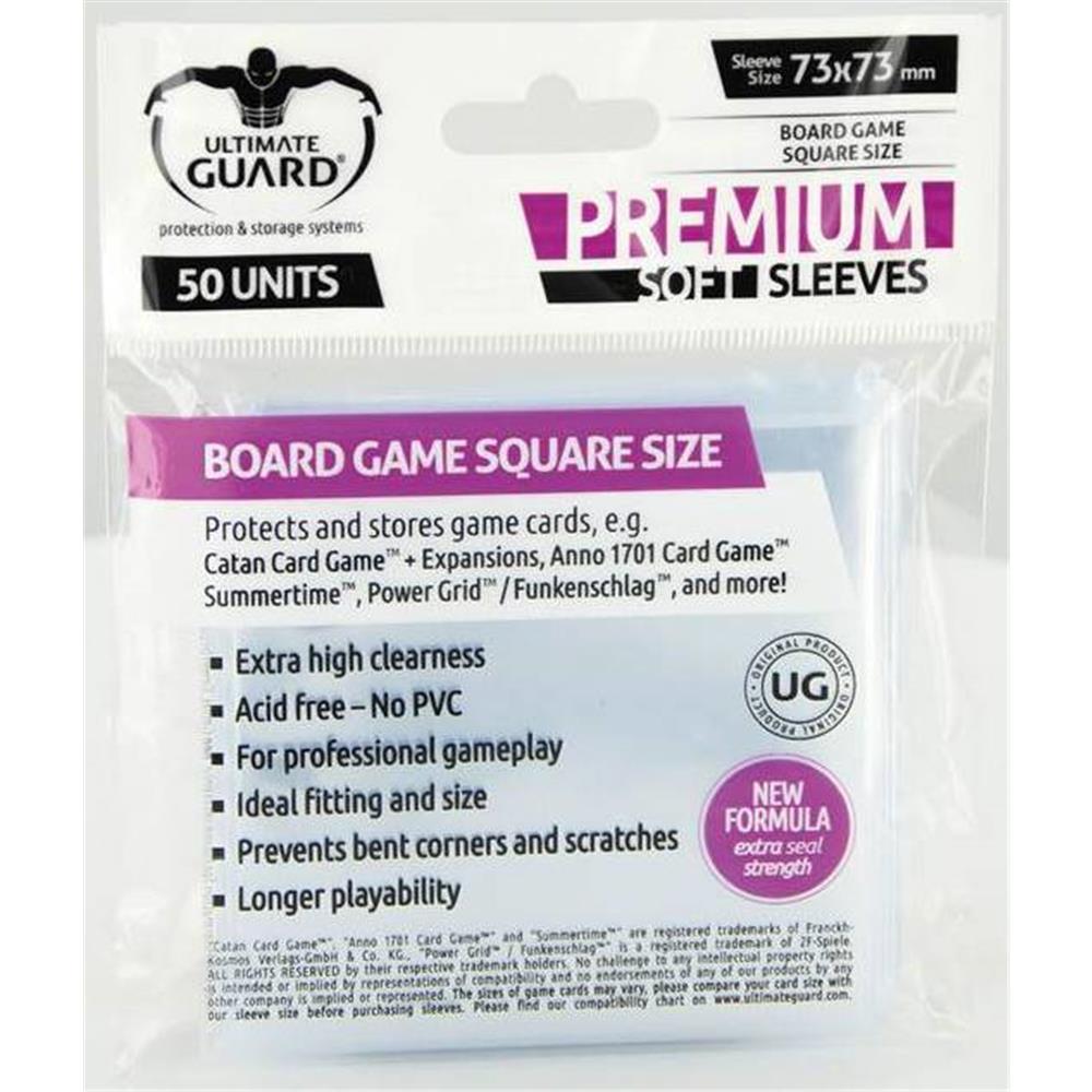 UGD010283 Ultimate Guard Premium Soft Sleeves for Board Game Cards Square 73x73mm (50)