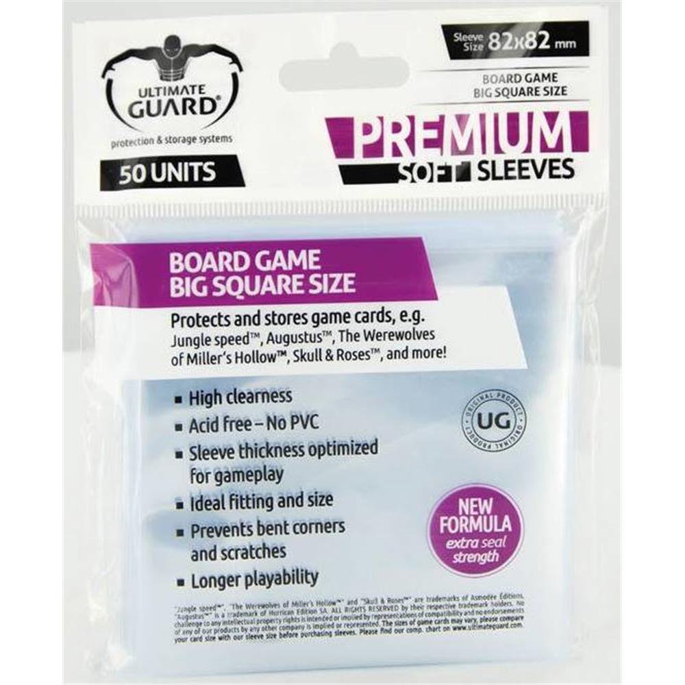 UGD010288 Ultimate Guard Premium Soft Sleeves for Board Game Cards Big Square 82x82mm (50)